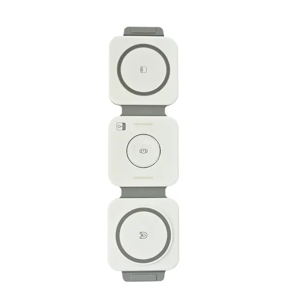 3 In 1 Foldable Pocket MagSafe Wireless Charger With LED Lights White F21