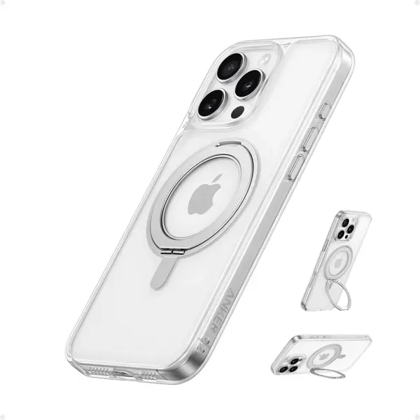 Anker A90H1H0A Maggo Magnetic Case With Stand 360 Ring Stand iPhone 16 Pro Clear