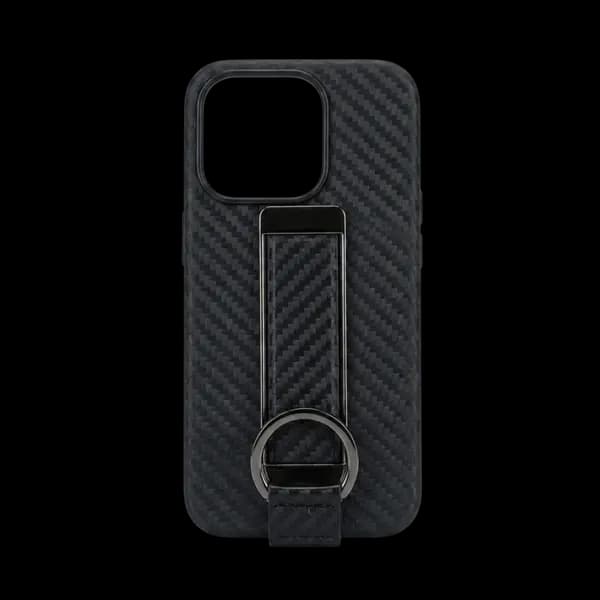 Dingend Carbon Hard Case With Strap iPhone 15 Pro Max Black