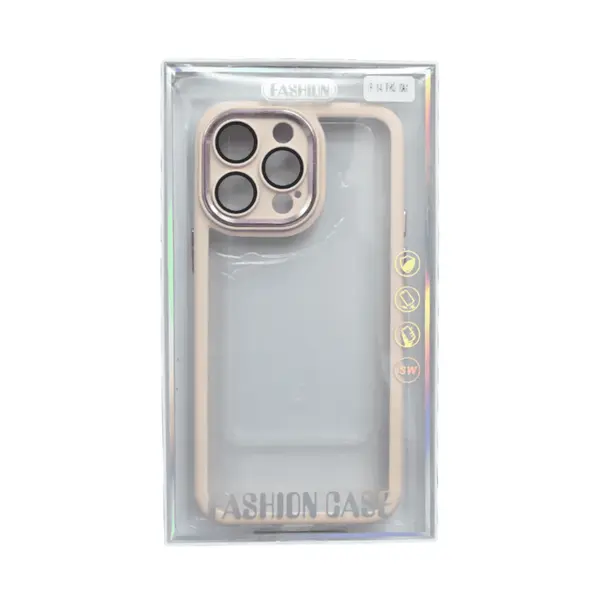 Fashion Transparent Case With Camera Protection Ring 14 Pink