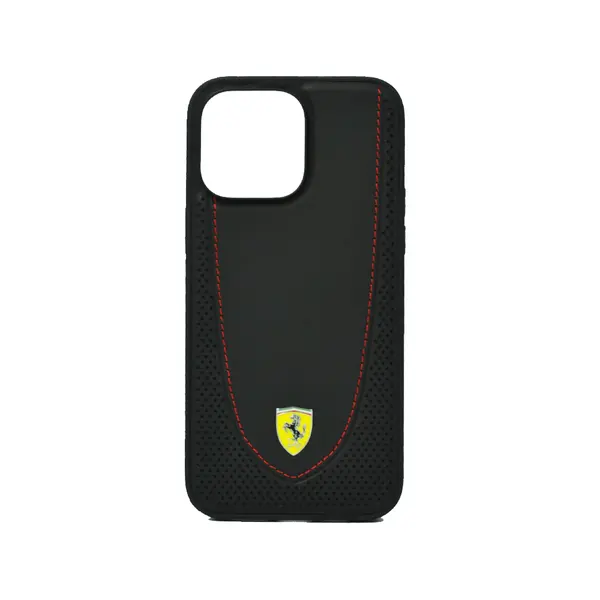 Ferrari MagSafe Leather Stitched Red Line Hard Case For iPhone 14 Pro Max