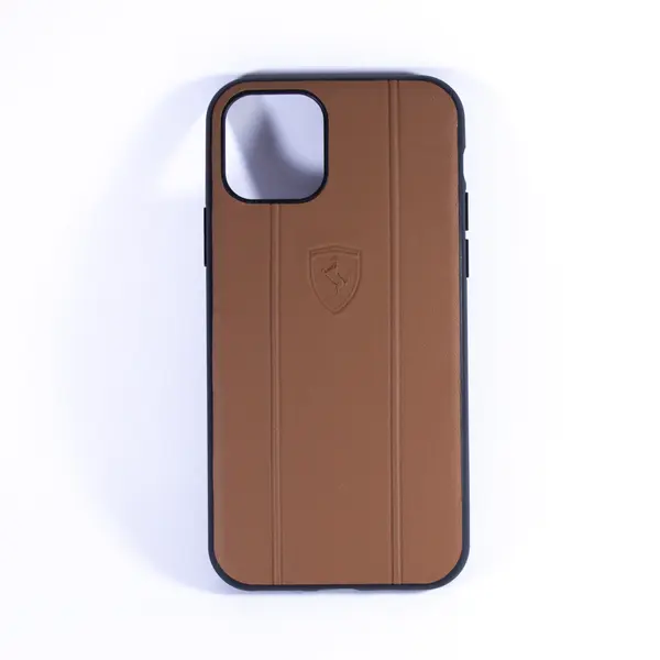 Ferrari Off Track Leather Embossed Line Camel