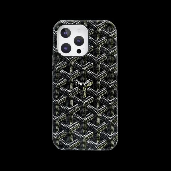 Goyard Black Pu Leather Case For iPhone 15 Pro Max