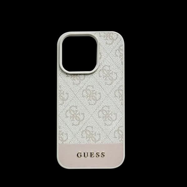 Guess Beige Pink Hard Case For iPhone 16 Pro