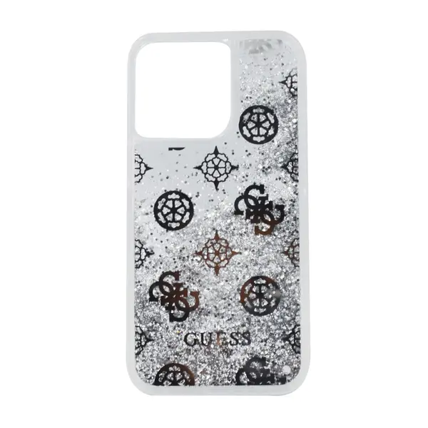 Guess Liquid Glitter Case Electroplated Peony Logo For