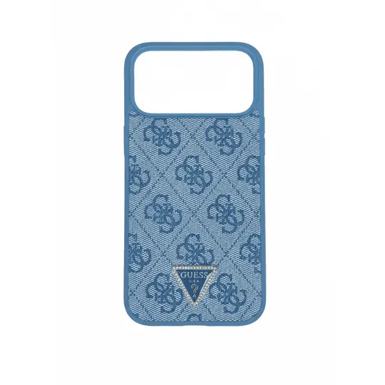 Guess MagSafe 4G Pu Leather Case With Triangle Logo For iPhone 17 Pro Blue