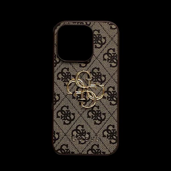 Guess Pu Leather Case With 4G Metal Logo iPhone 15 Pro Brown