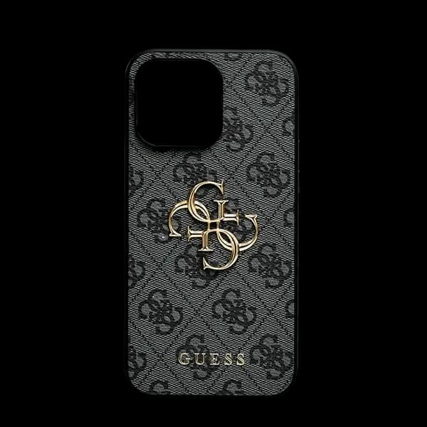 Guess Pu Leather Case With 4G Metal Logo iPhone 15 Pro Grey