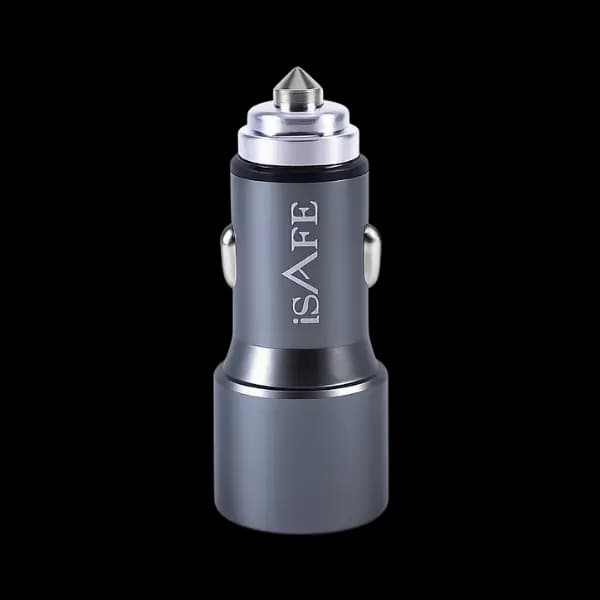 iSAFE 2USB QC Car Charger Adapter Gray