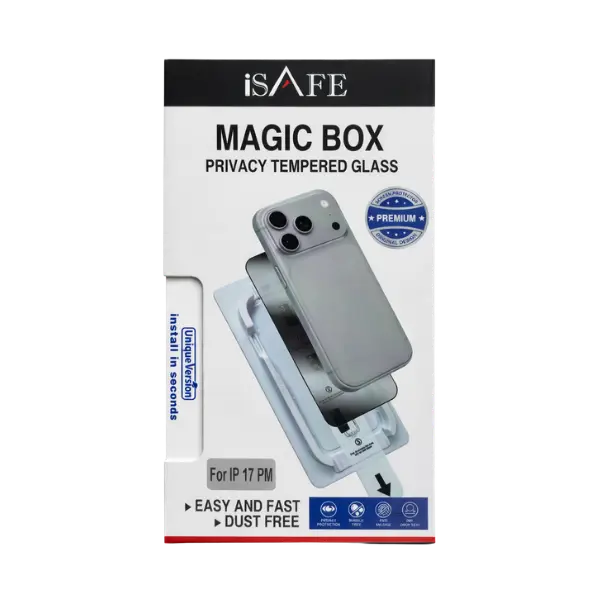 iSAFE 5X Strengthen Magic Box Glass Tempered Glass For IP17 Pro Max Privacy