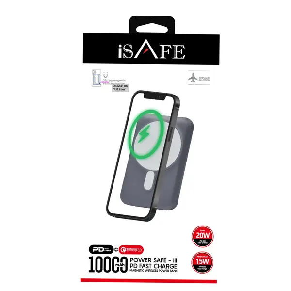 iSAFE Magnetic Wireless Power Bank 10000MAH