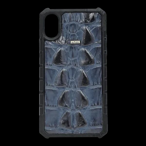 iSAFE Signature Crocodile Leather Back Case iPhone Xs Blue