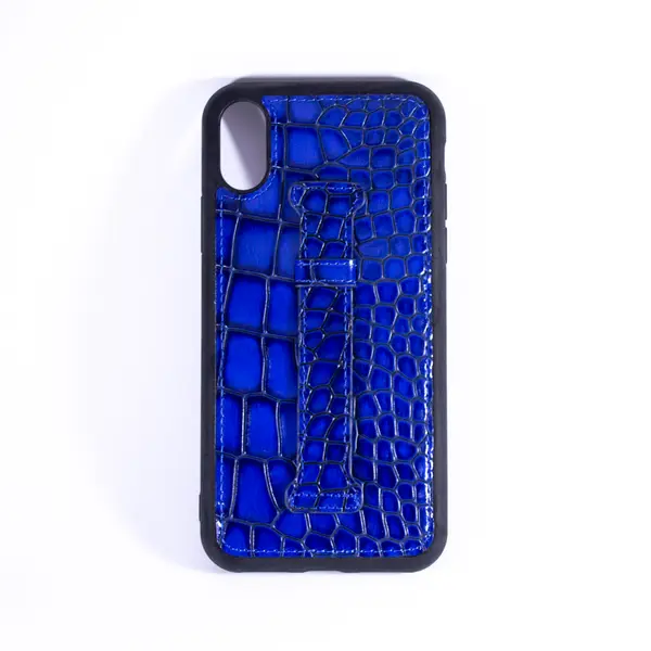 iSAFE Signature Crocodile Leather Ring Back Case Blue