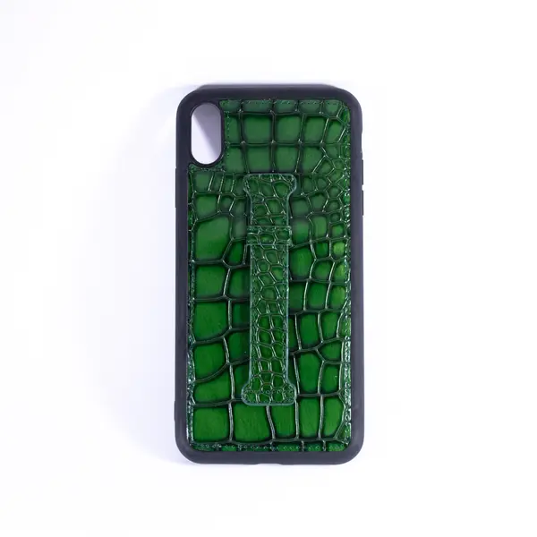 iSAFE Signature Crocodile Leather Ring Back Case Green