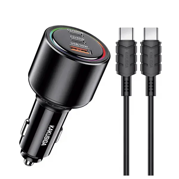 Kakusiga Ksc 1172 Three Port 175W Car Charger With Type C To Type C Cable