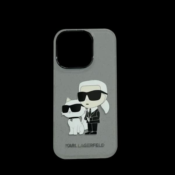 Karl Lagerfeld Iml Glitter Hard Case With Nft Karl Choupette Logo For iPhone 16 Pro Max Clear