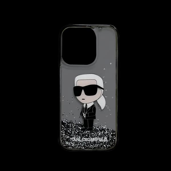 Karl Lagerfeld Liquid Glitter Case Ikonik Karl Logo iPhone 15 Pro Transparent