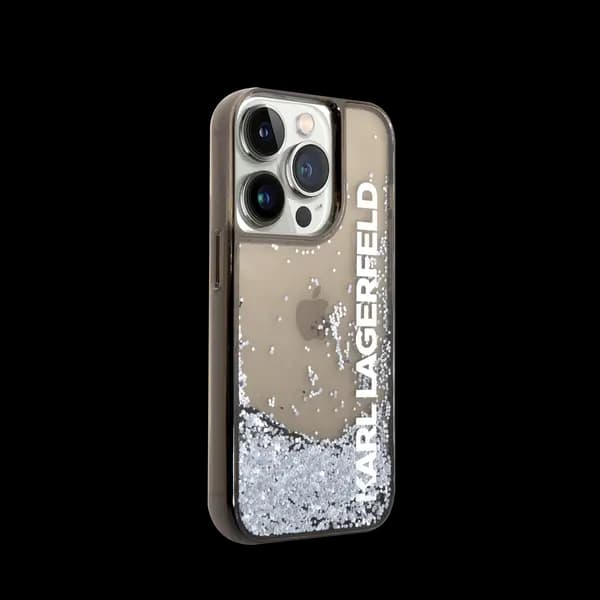 Karl Lagerfeld Liquid Glitter Gradient Hard Case For iPhone 16 Pro Black