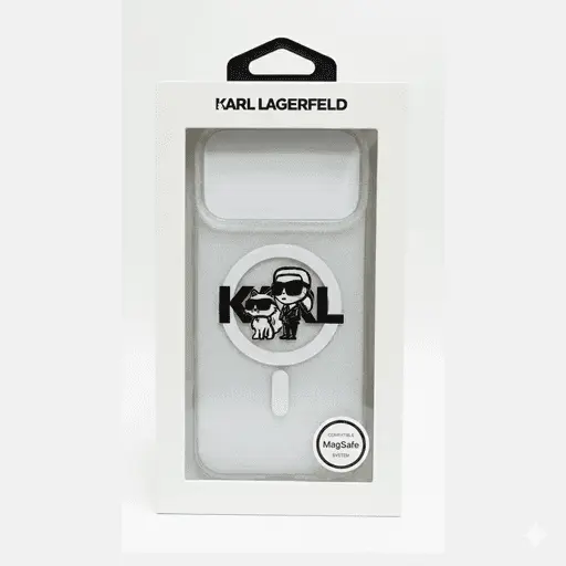 Karl Lagerfeld MagSafe Iml Glitter Case With Karl Choupette Heads For iPhone 1 7 Pro Transparent