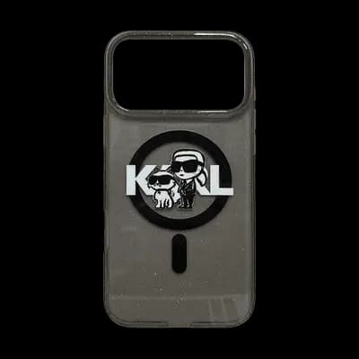 Karl Lagerfeld MagSafe Iml Glitter Case With Karl Choupette Heads For iPhone 1 7 Pro Black