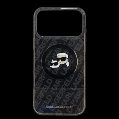 Karl Lagerfeld MagSafe Iml Glitter Kl Repeated Case With Karl Choupette Hea Ds For iPhone 17 Pro Max Black