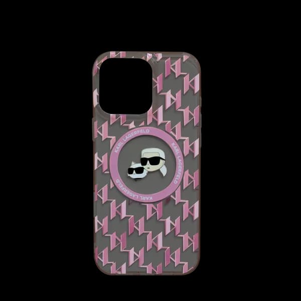 Karl Lagerfeld MagSafe Iml Transparent Hard Case With Karl Choupette Heads For iPhone 16 Pro Max Pink