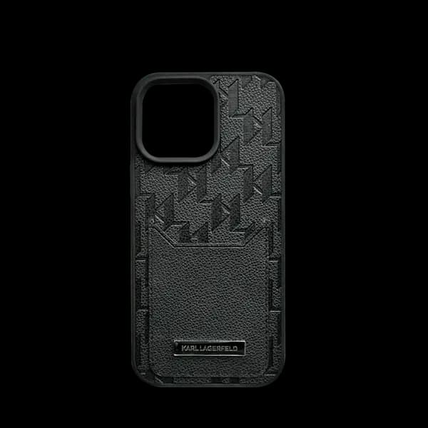 Karl Lagerfeld Pu Hard Case With Cardslot Monogram Design Logo For iPhone 16 P Ro Max Black