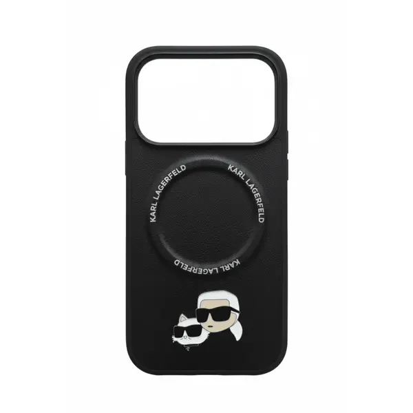 Karl Lagerfeld Pu Leather Case With Karl Choupette Head Pins For iPhone 17 Pro Black