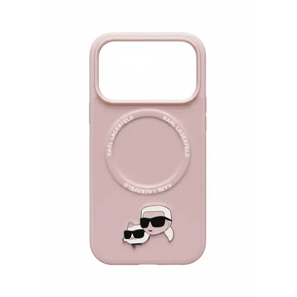 Karl Lagerfeld Pu Leather Case With Karl Choupette Head Pins For iPhone 17 Pro Pink
