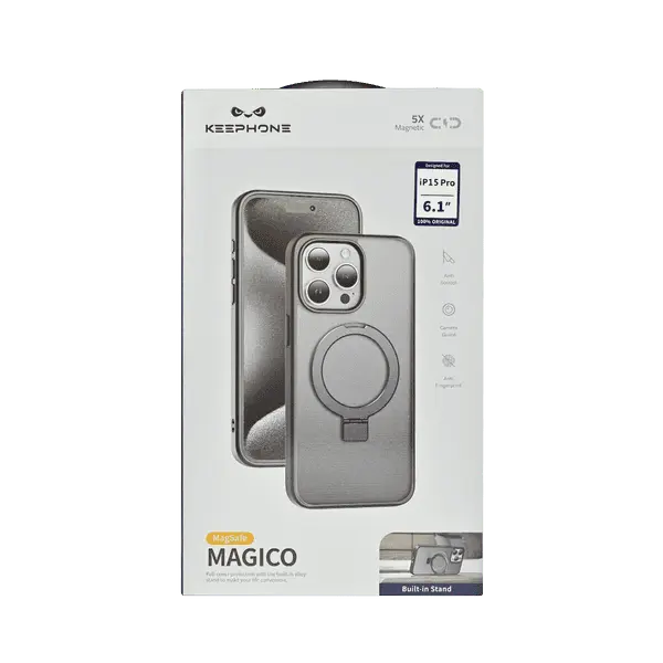 Keephone Magico Protective Ring Stand Case iPhone 15 Pro Black