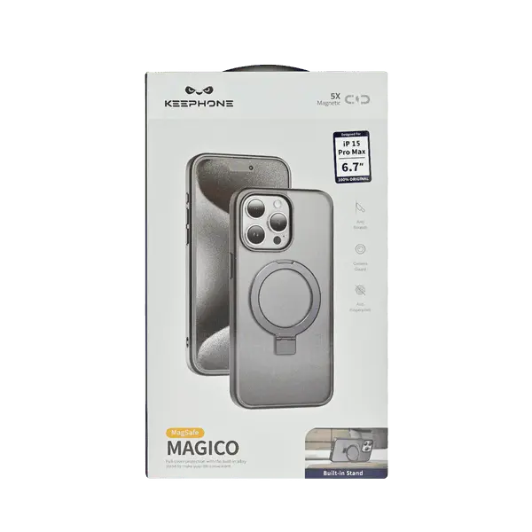 Keephone Magico Protective Ring Stand Case iPhone 15 Pro Max Black
