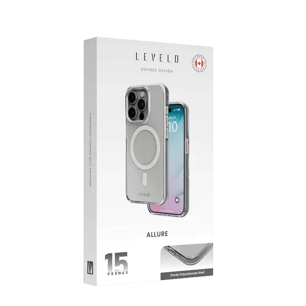 Levelo Allure Transparent Magnetic Case For iPhone 15 Plus Clear