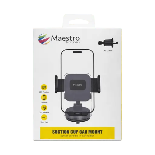 Maestro Ms 2IN1 Suhld Blk 360 Rotate Suction Cup Car Mount