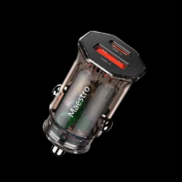 Maestro Transparent PD30W +QC3 0 24W Fast Car Adapter