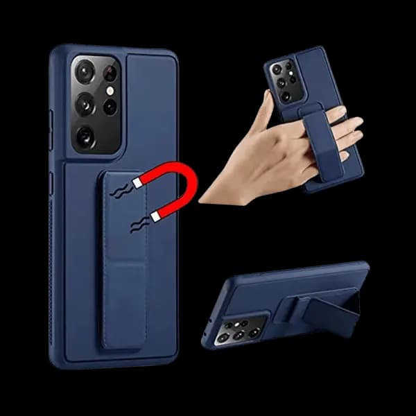 My Choice Leather Back Cover Grip Galaxy S22 Ultra Blue