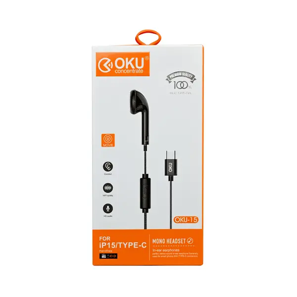 Oku Type C Mono Headset Oku 15 Black