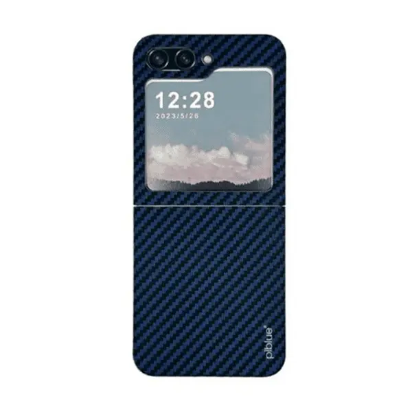 Piblue Twill Kevlar Magnetic Phone Case For Samsung Z FLIP6 Blue