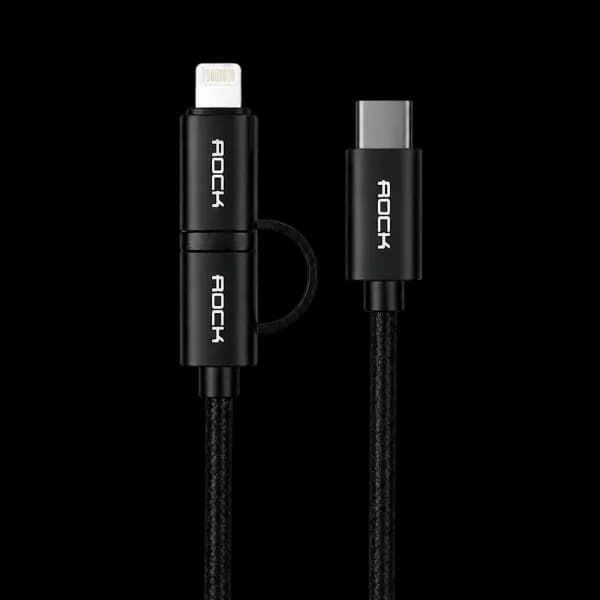 Rock USB C To USB C + Lightning Cable