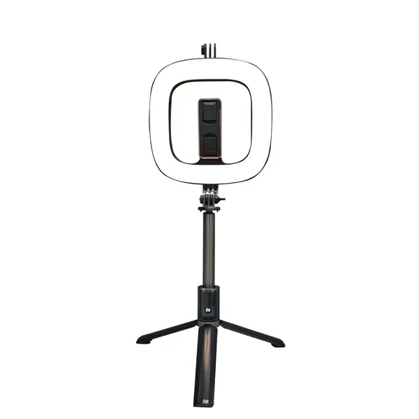 Selfie Stick With Selfie Ring Square Light P40D Black