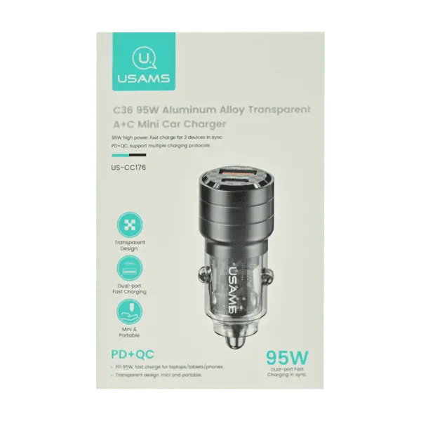 Usams CC176 Transparent Pd+qc Car Charger 95W