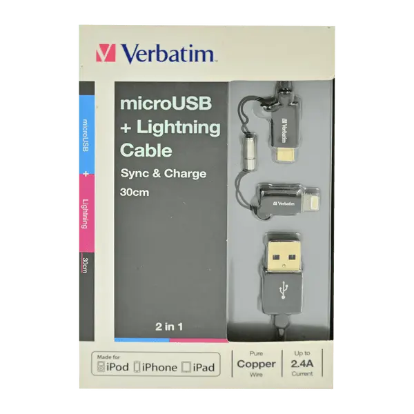 Verbatim 65363 Micro + Lightning Cable Sync Charge 30CM