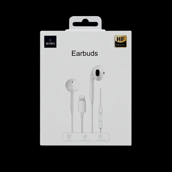Wiwu EB302HF Earbuds Hf Sound Plug And Play Lightning Connecter White