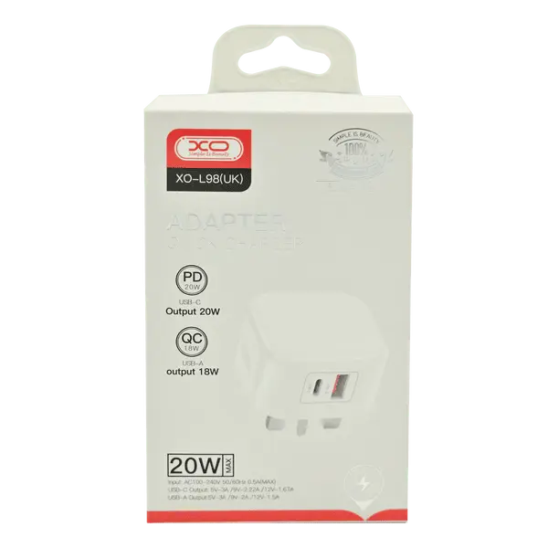 Xo L98 Home Charger Adapter PD 20W+USB QC 18W
